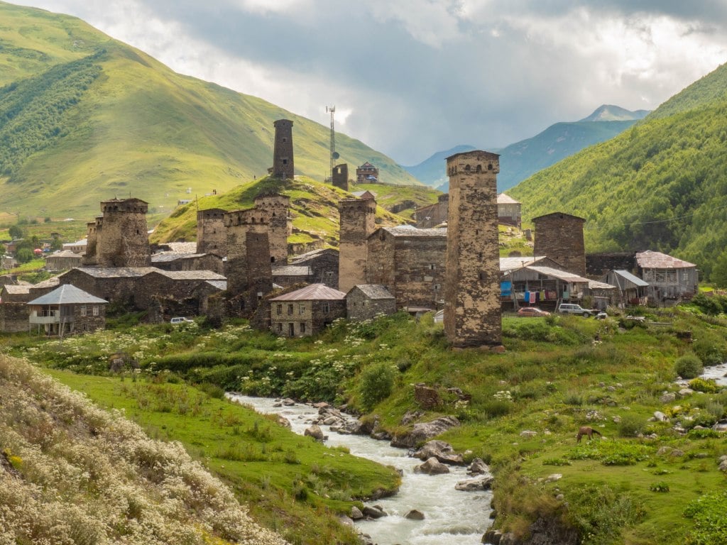 old buildings in ushguli mestia georgia