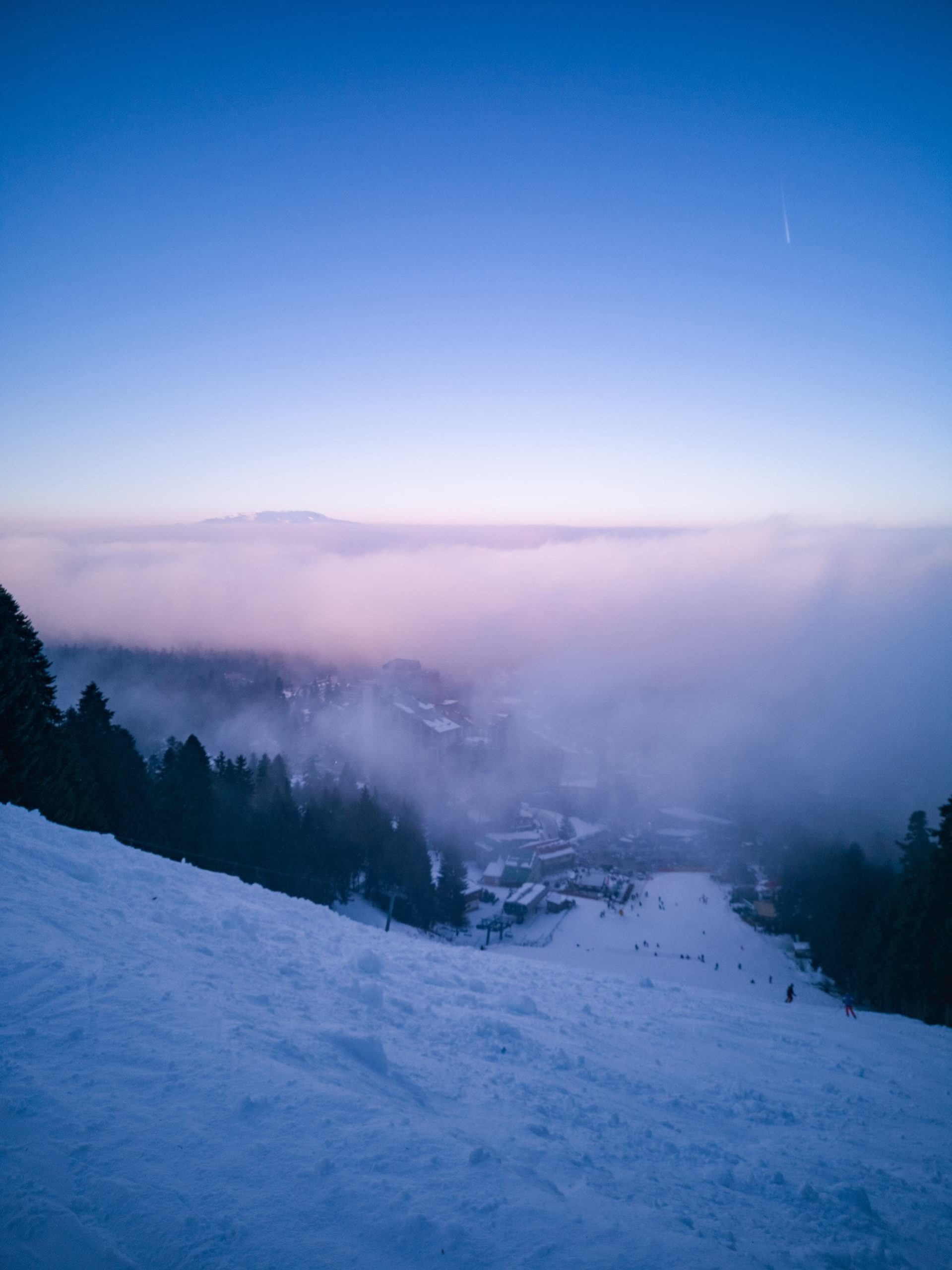 snowy slope early in the morning