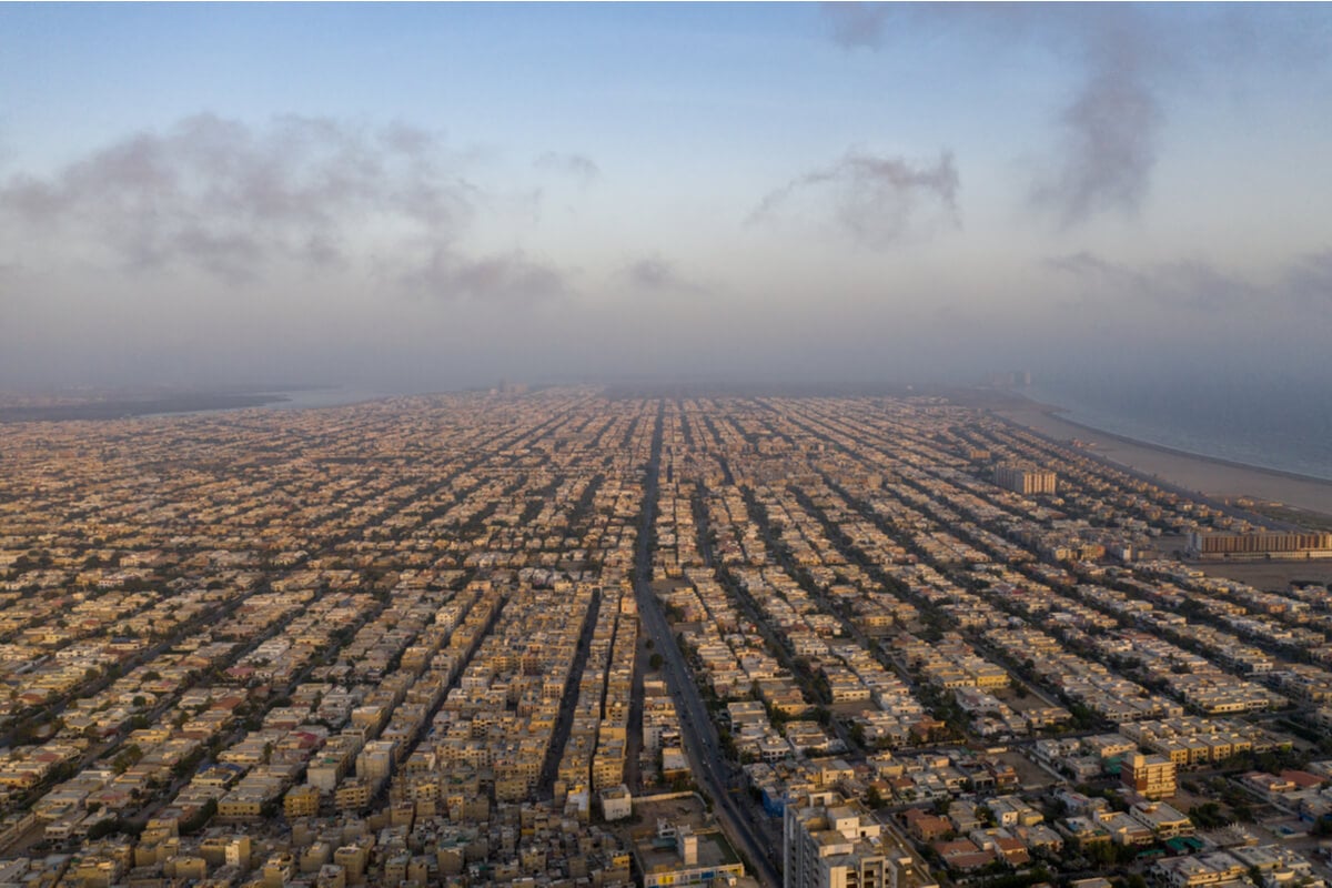 aerial view of karachi backpacking in pakistan