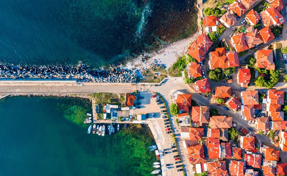 aerial image of town sozopol