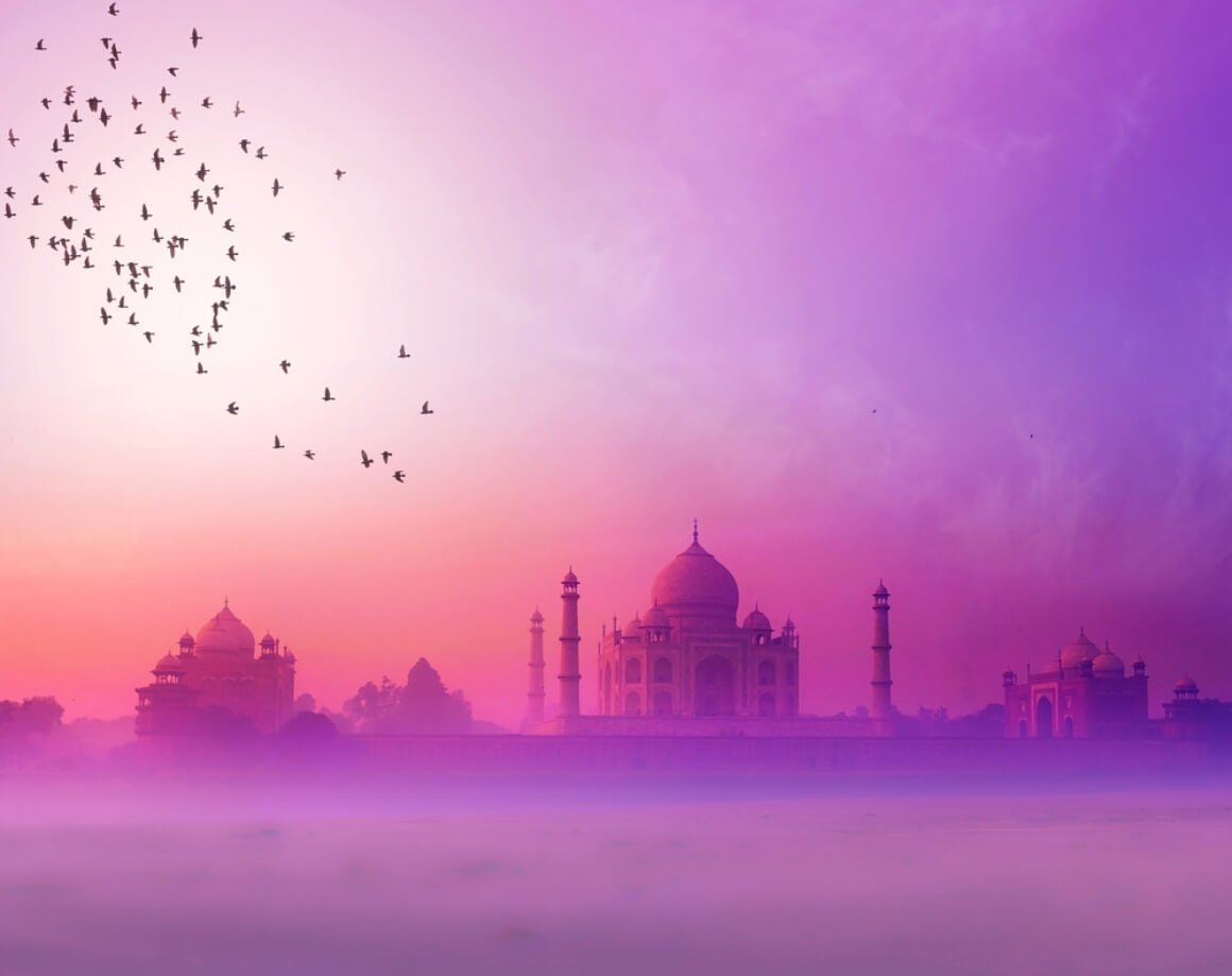 taj mahal pink sunset