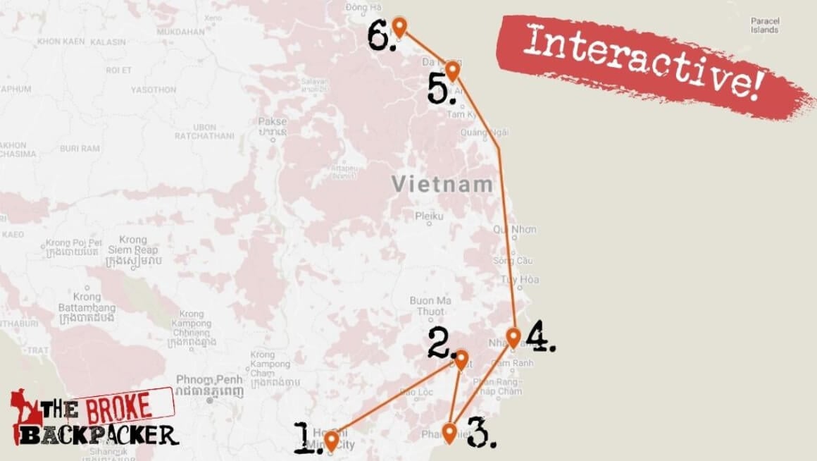 3 Weeks Motorbiking in Vietnam Map