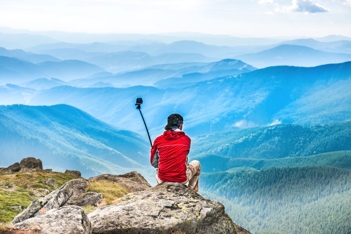 camera on selfie stick