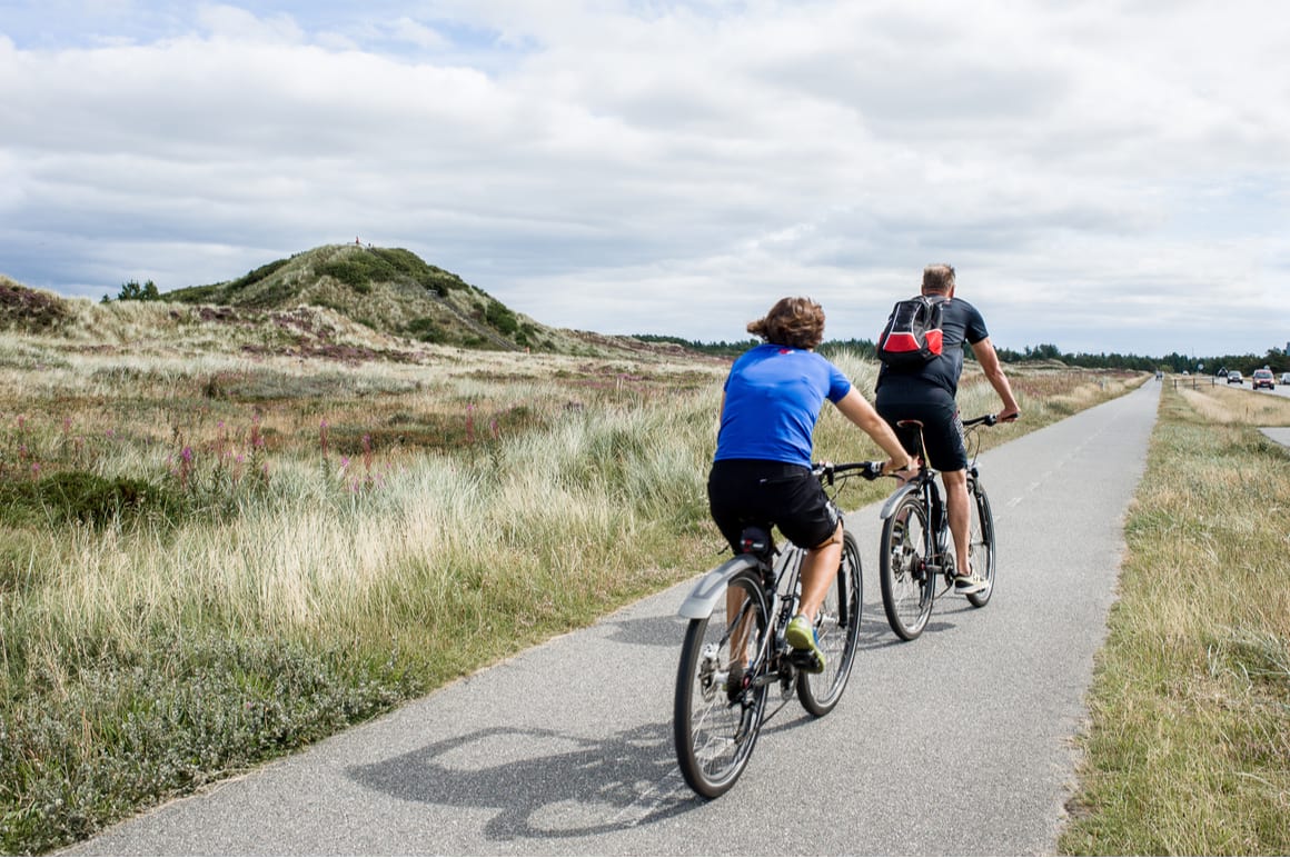 Cycling in rural Blavand Denmark