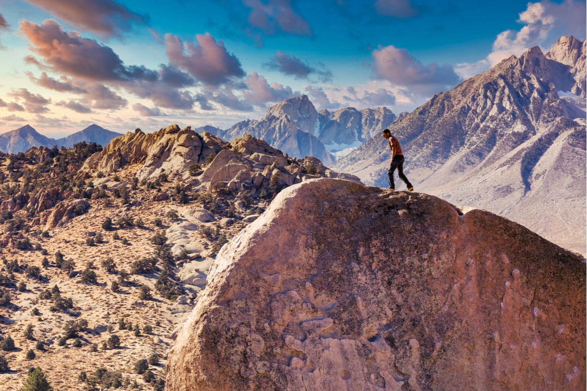 Granite boulder in the Buttermilk area of Bishop Mammoth