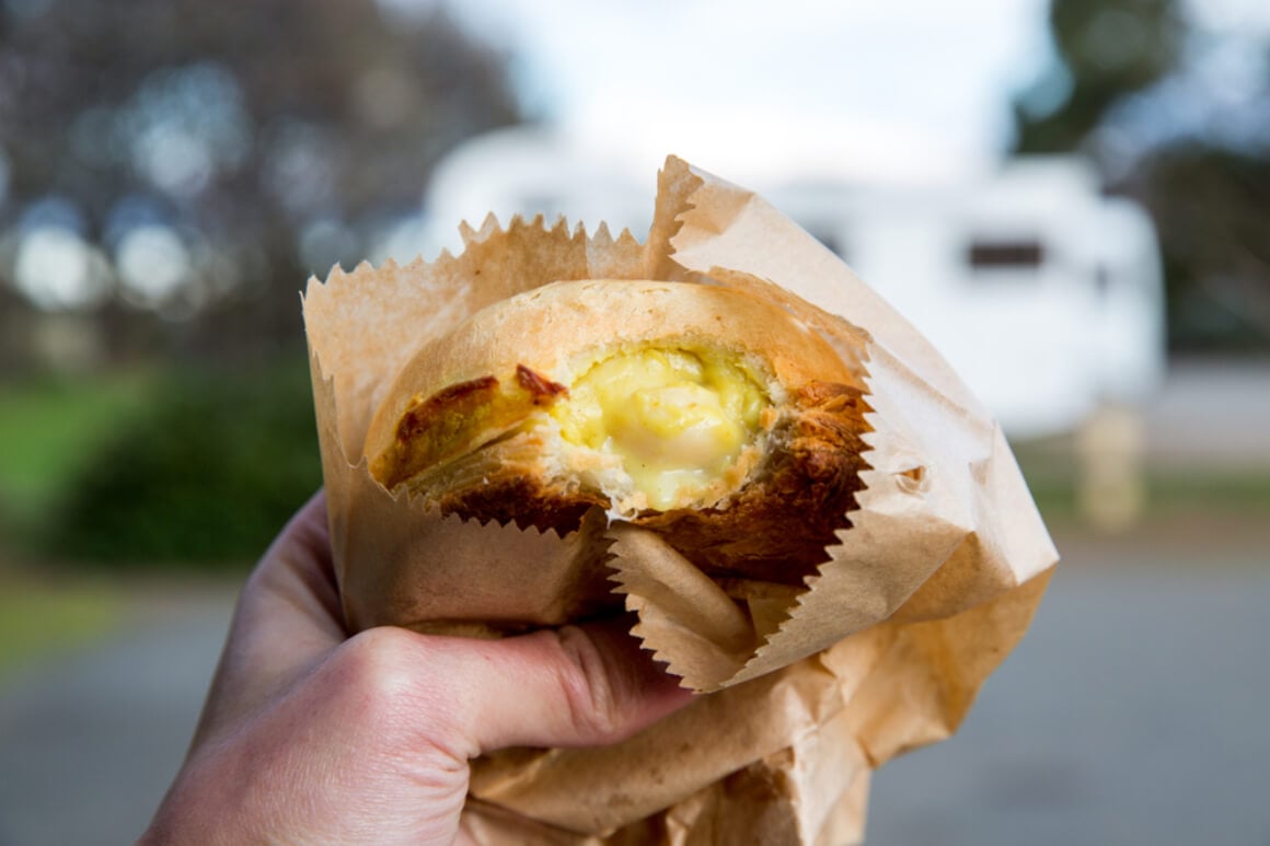 A scallop pie - a famous food in Tasmania