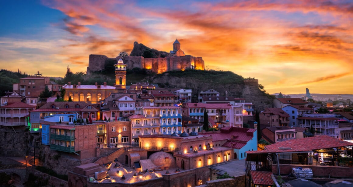 tbilisi old town at sunset