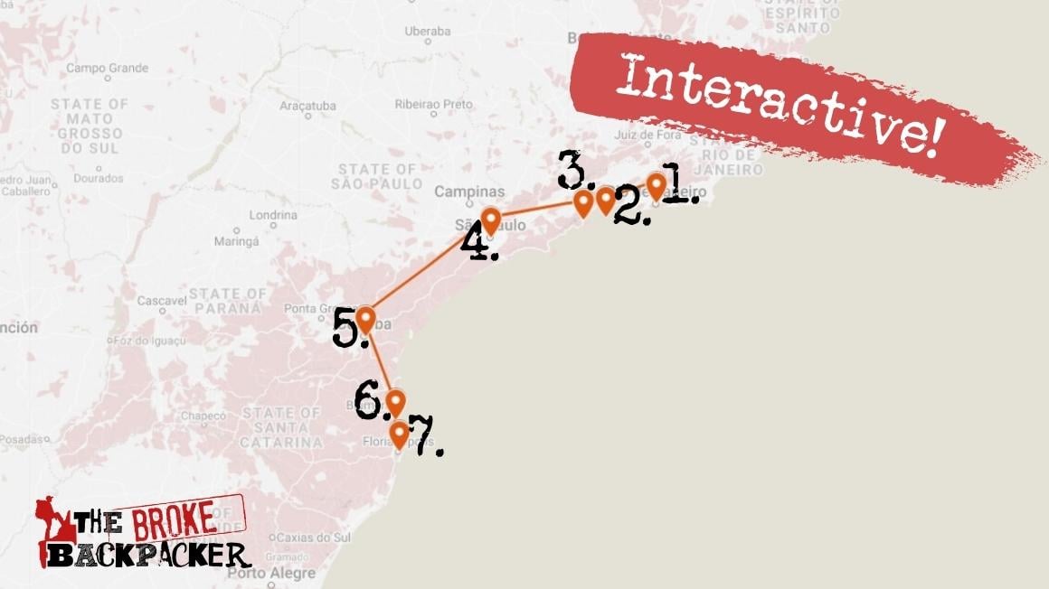 south america travel route map