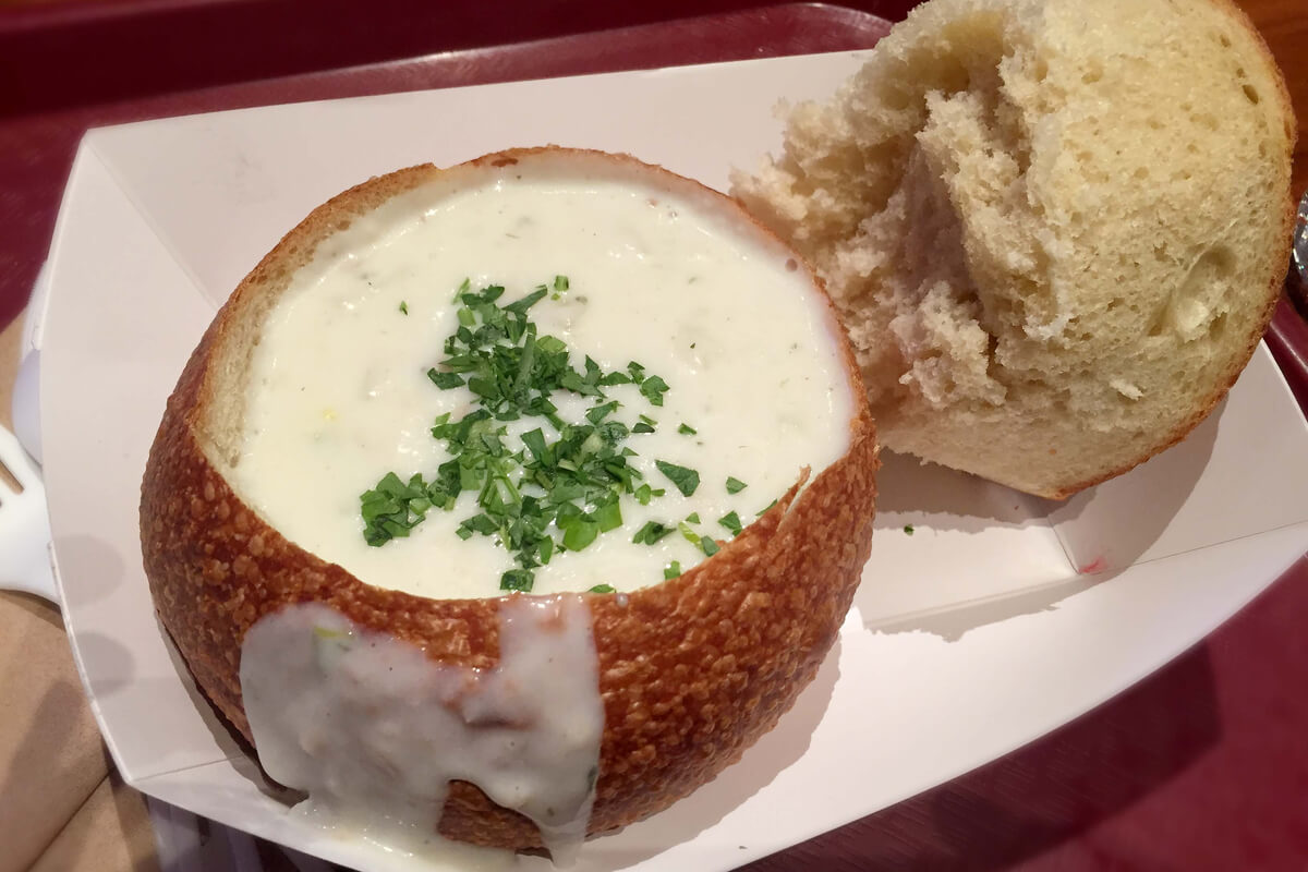 clam chowder in a breadbowl boston travel guide