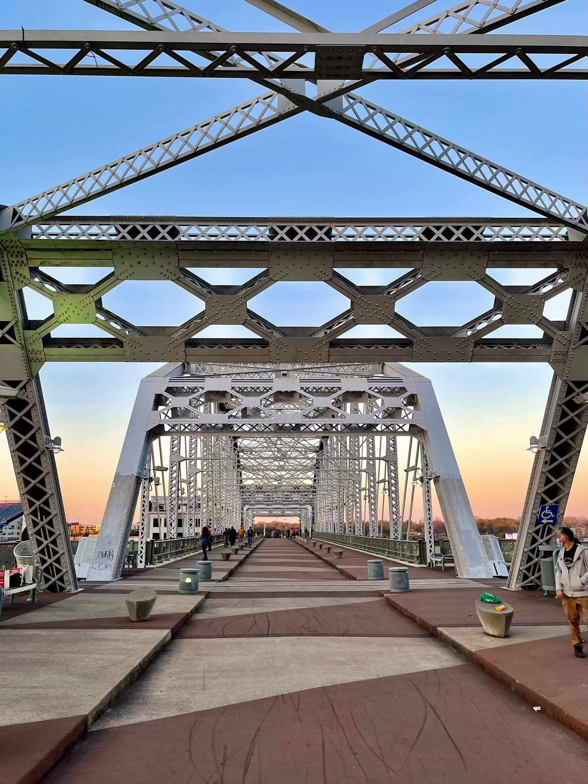 bridge seen while traveling in nashville at sunset