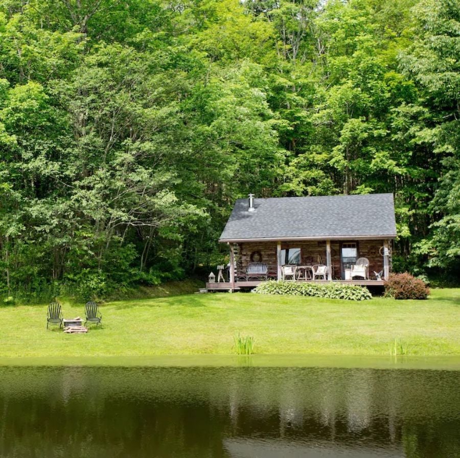 Log Cabin on a Private Pond, New York