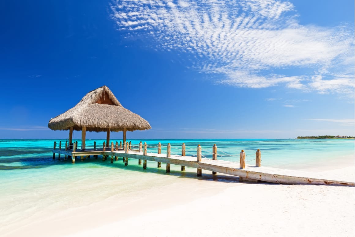 Jetty off the beach Cap Cana, Punta Cana Dominican Republic. 