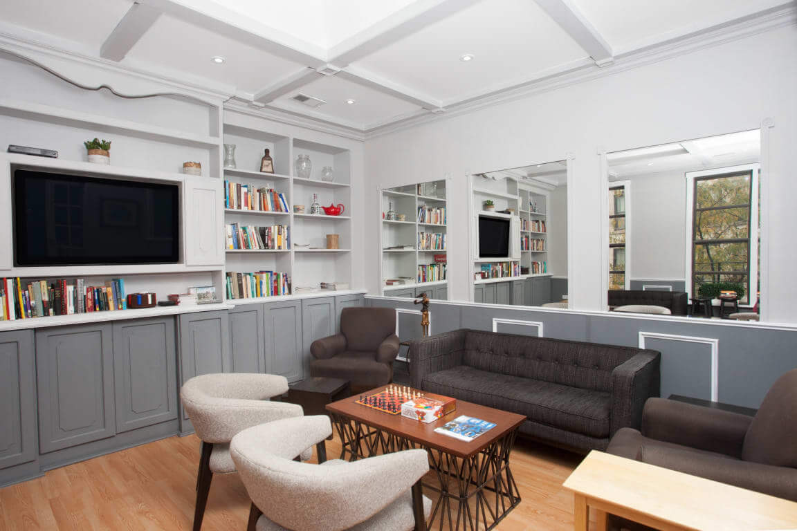 modern living room set up in a historic old house backpacking chicago