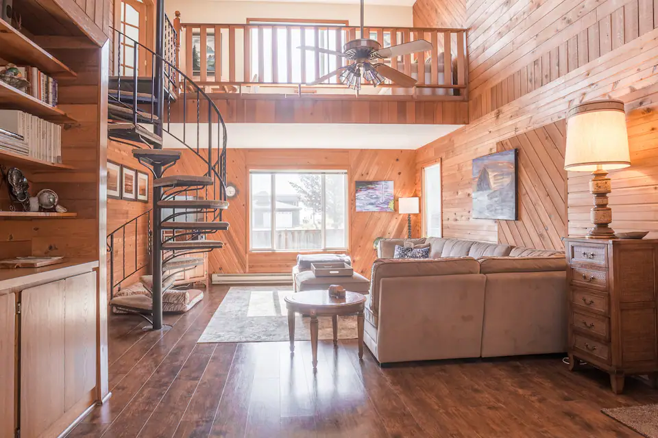 wooden living room of a west coast beach cottage