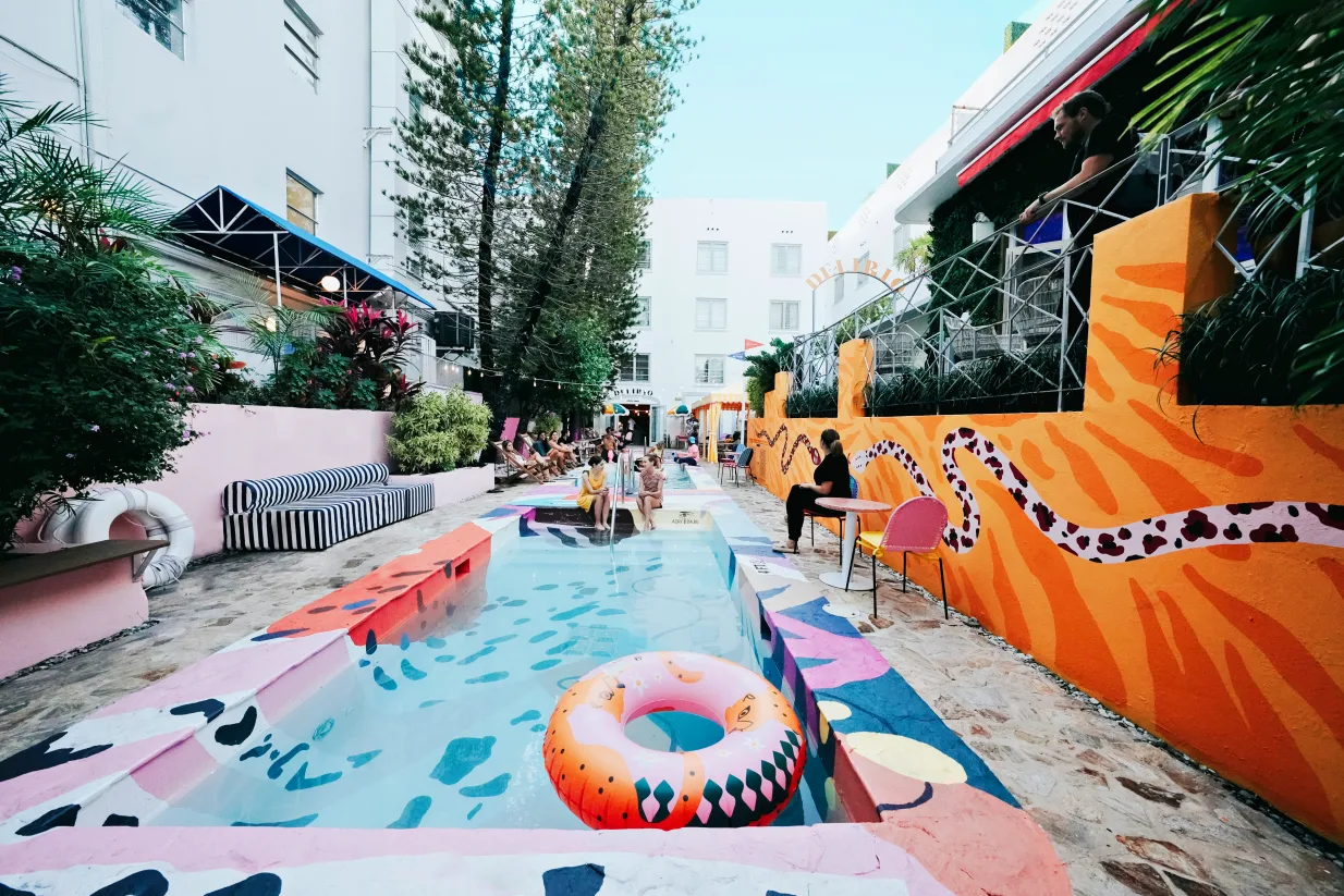 colorful hostel design with a pool in south beach where to stay in miami