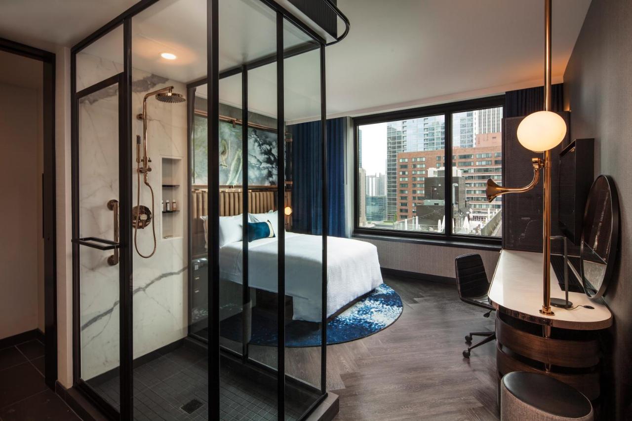 Modern hotel room design in Hotel EMC2, Streeterville, Chicago