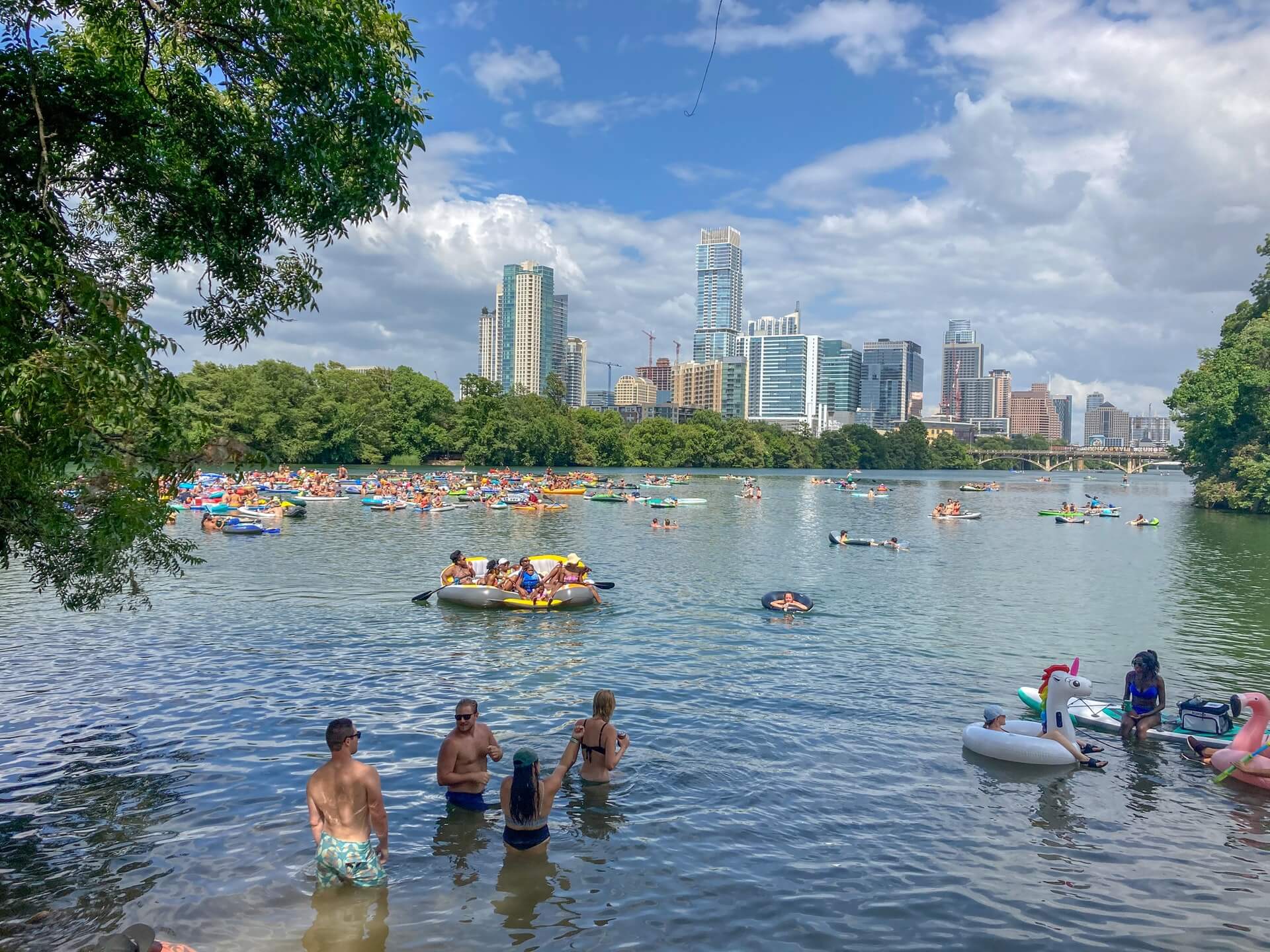 people playing in the Ladybird River in Austin