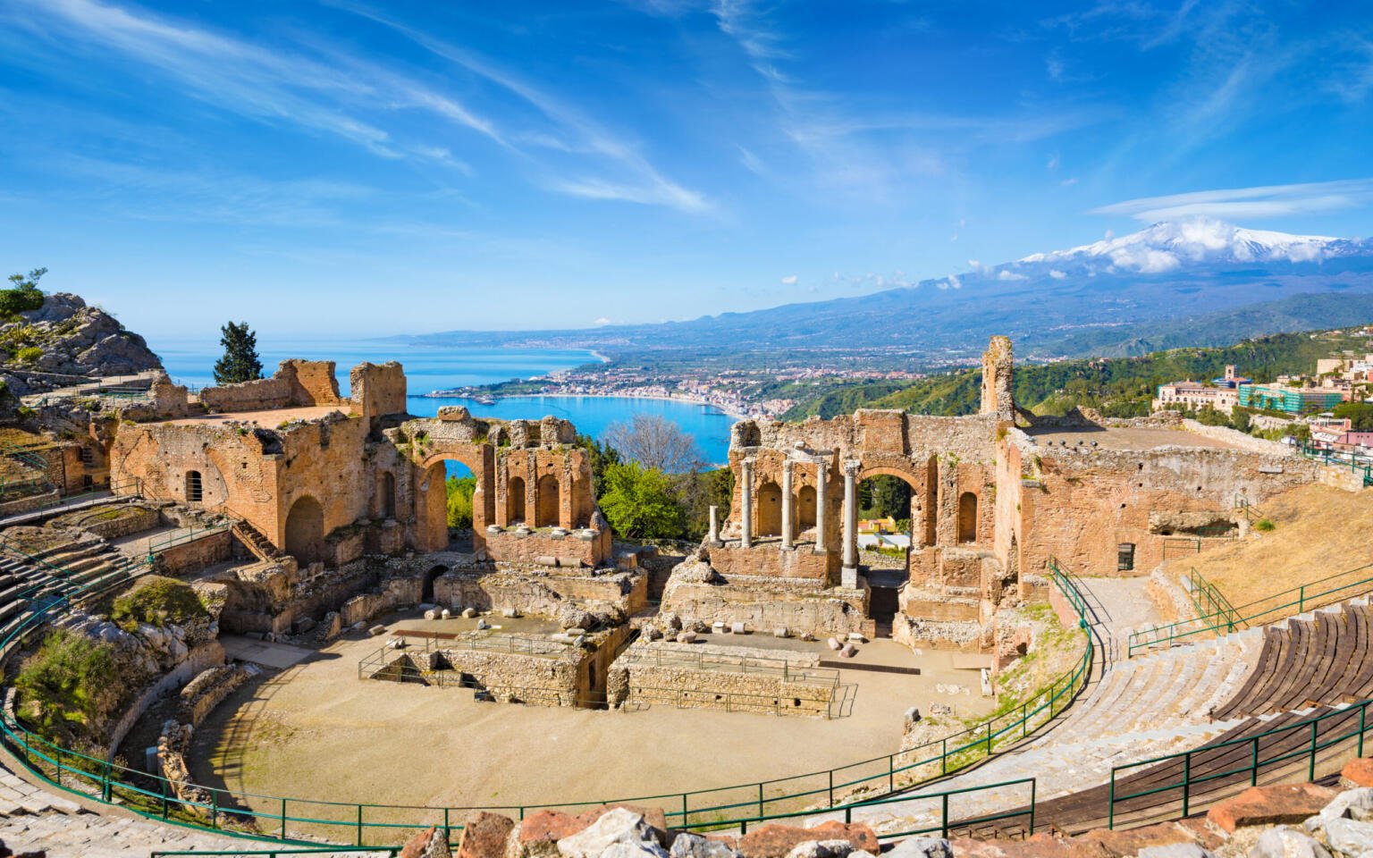 Sea view and ancient Roman Theatre.