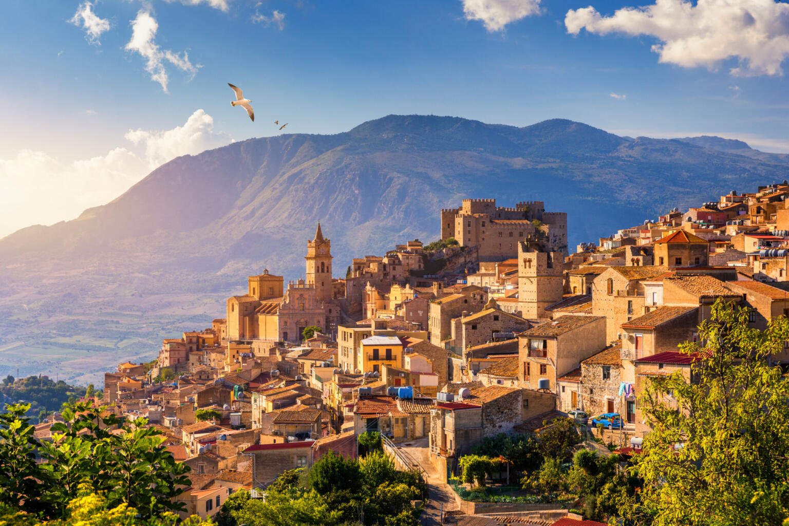 Beautiful view of hillside Siciliy.