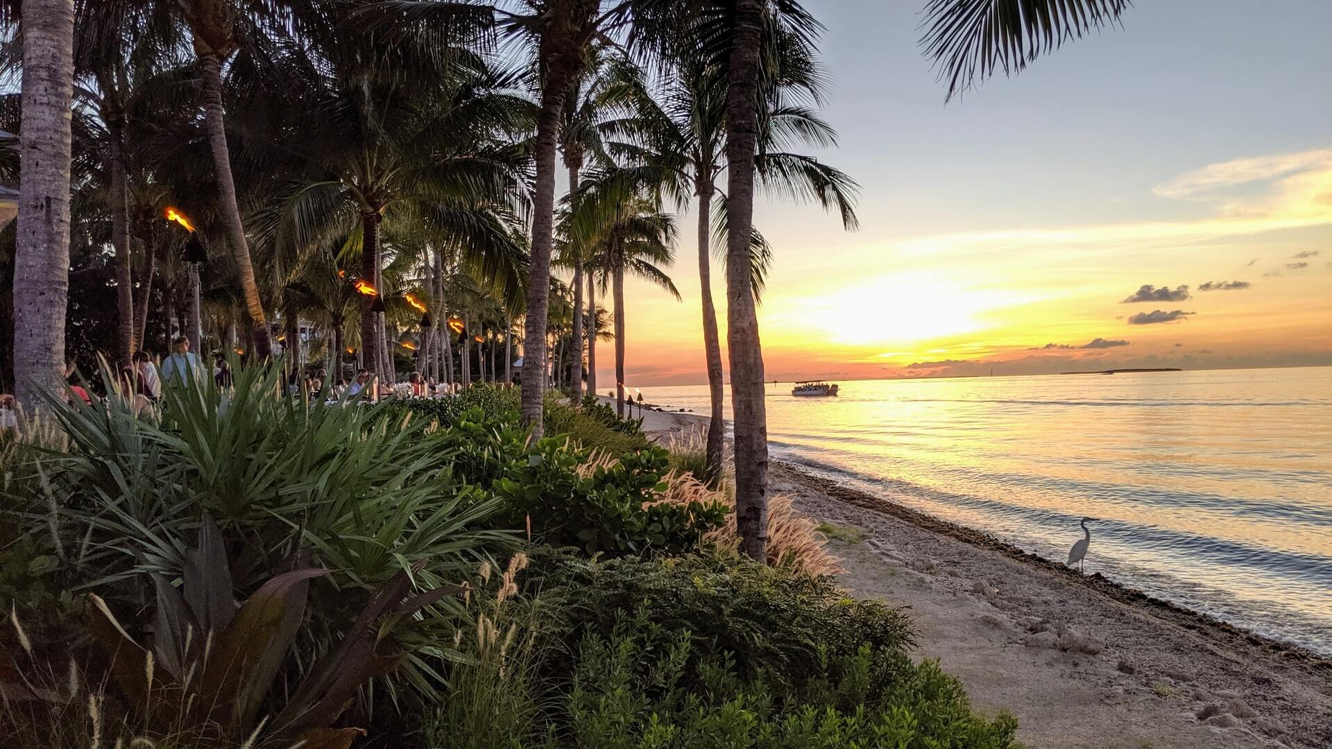 a beachside orange and yellow sunset as seen while staying in the florida keys