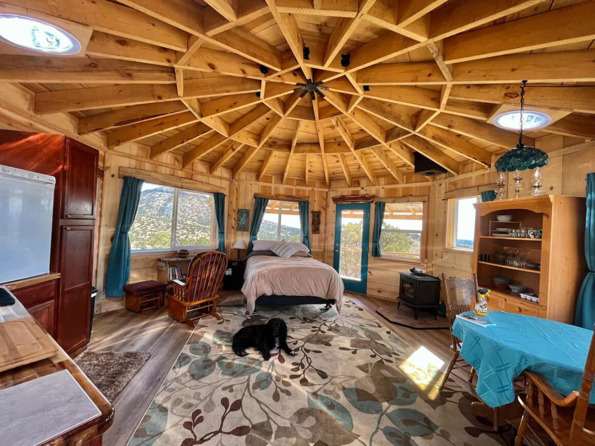 Geometric Cabin Loft with Canyon Views