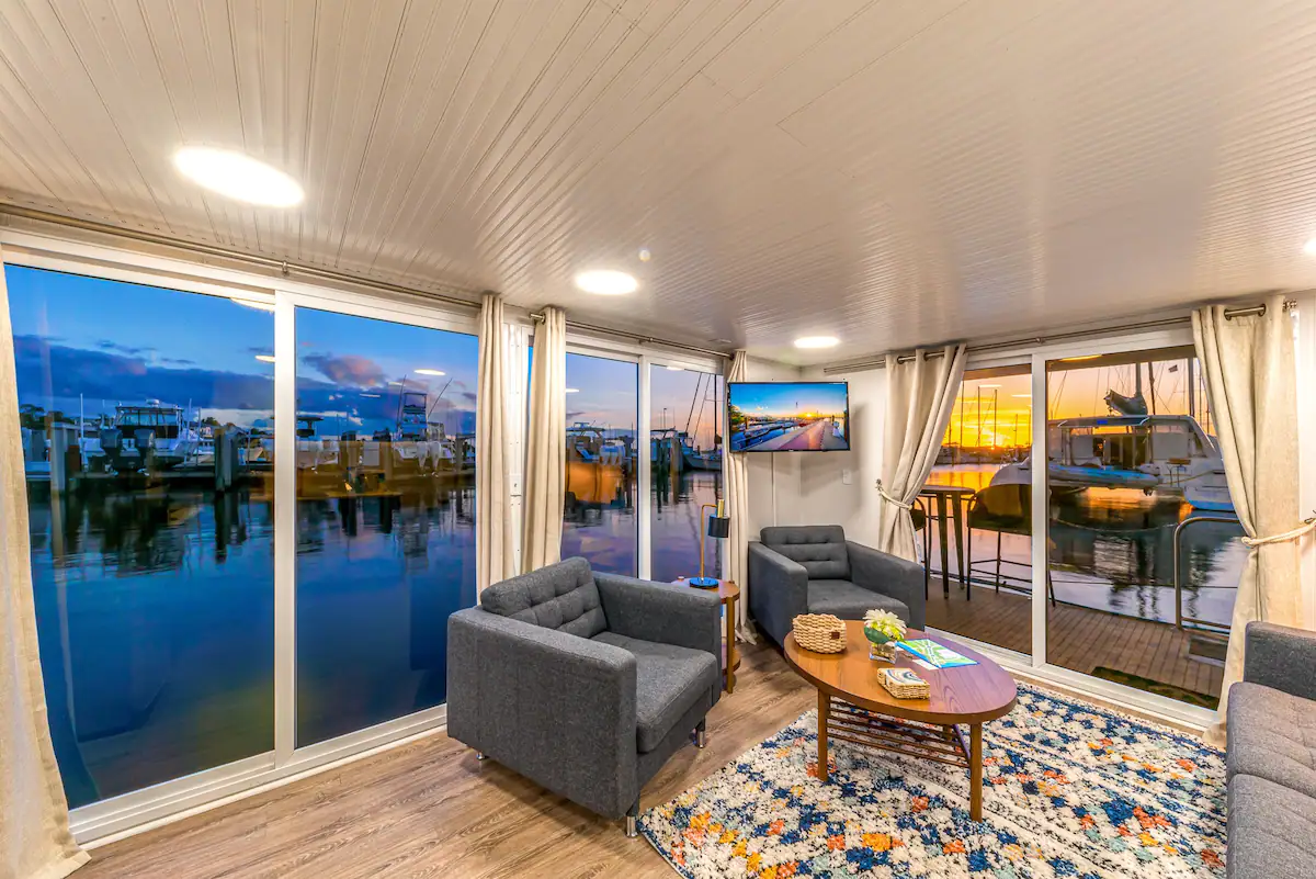 Modern Houseboat on the Water