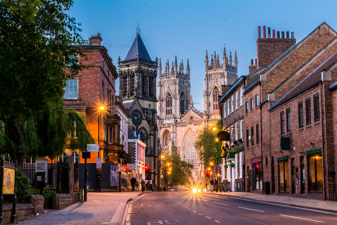 Evening city view York England