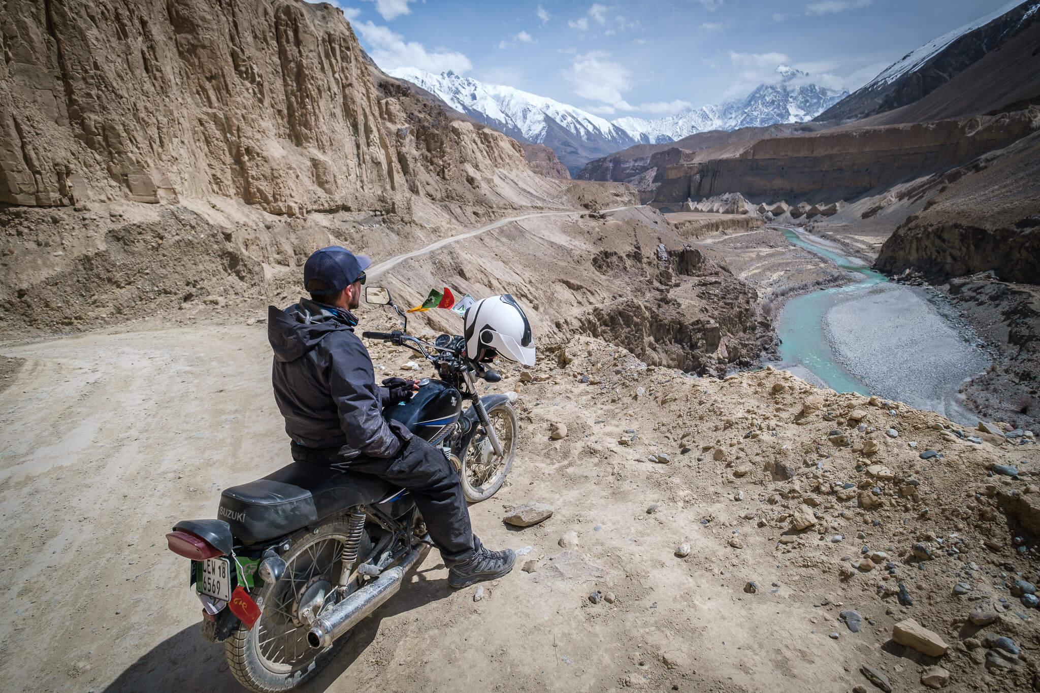 Will Hatton enjoys an epic view in Pakistan from his motorbike
