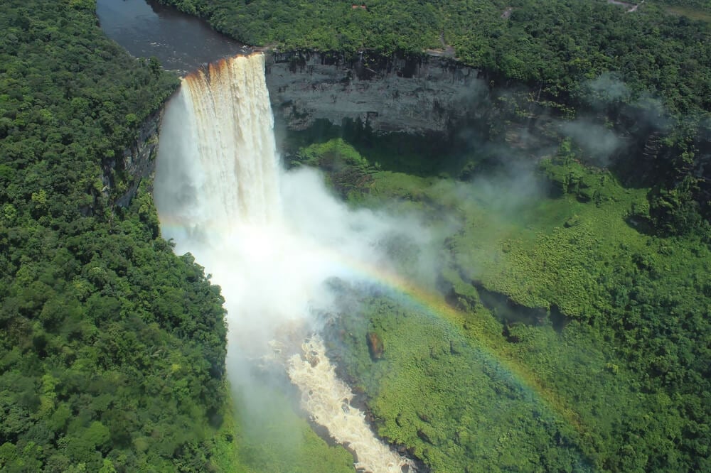 dark powerfall falls as seen from above in guyana