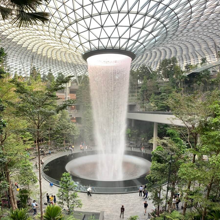 the singapore changi airport jewel waterfall