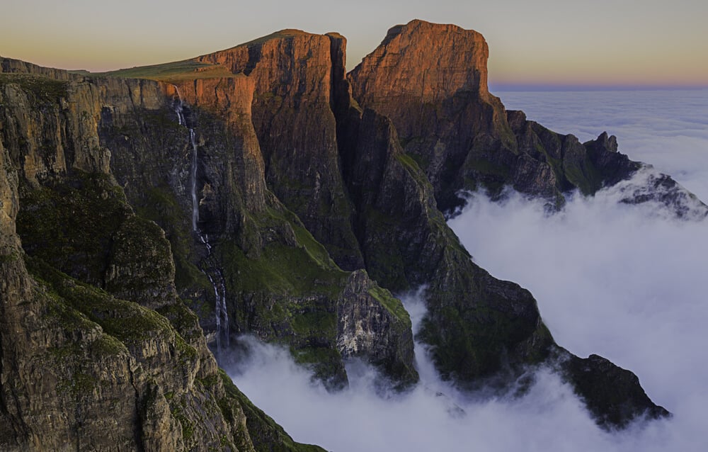 a waterfall above the clouds in south africa