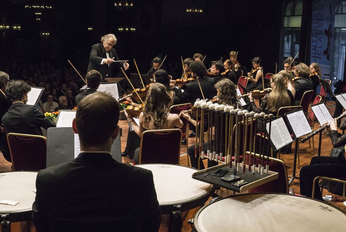 Orchestra playing classical music in Interlaken.