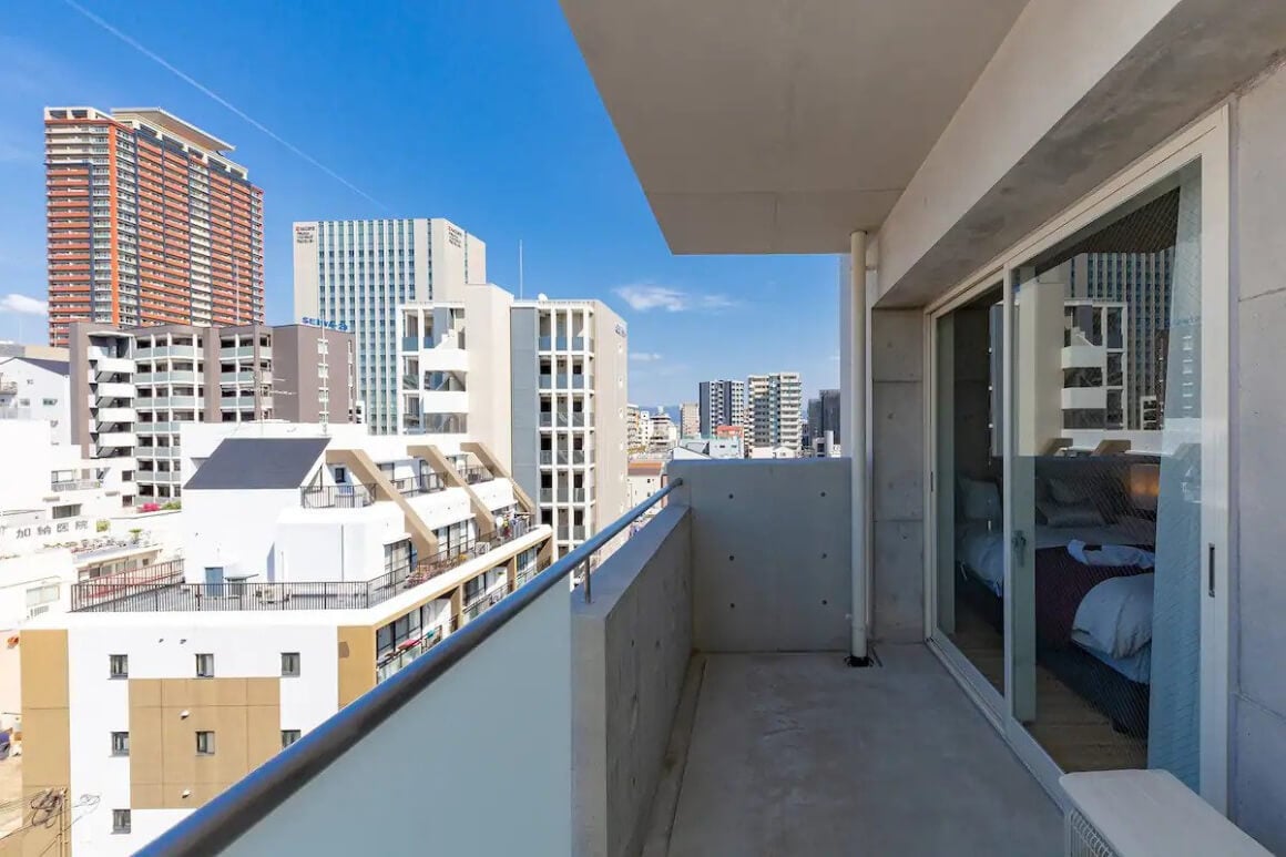 Balcony of newly built Apartment with city views