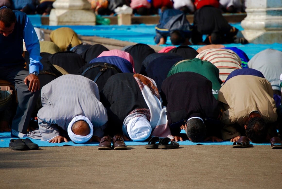 Praying Outside Mosque Egypt