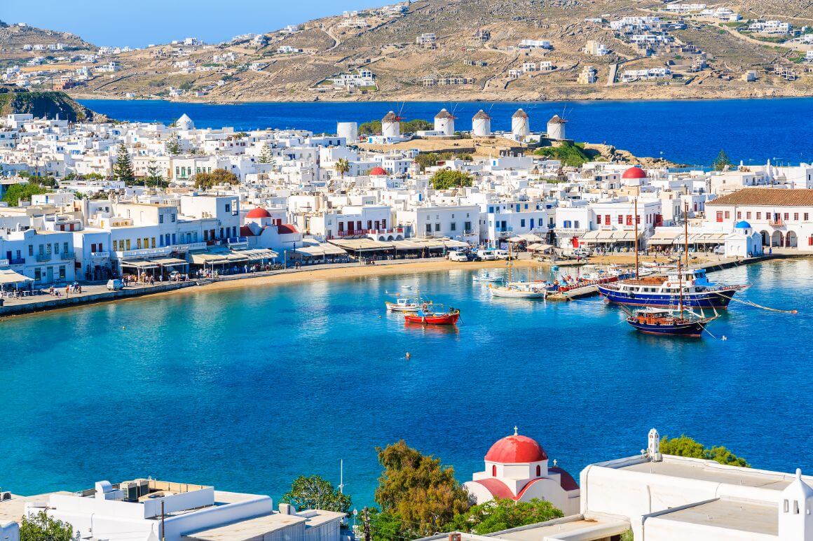 A top view from Mykonos port, Greece