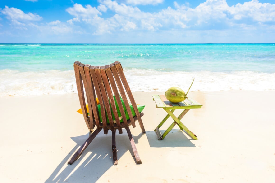 Relaxing on chair Playa del Carmen Mexico