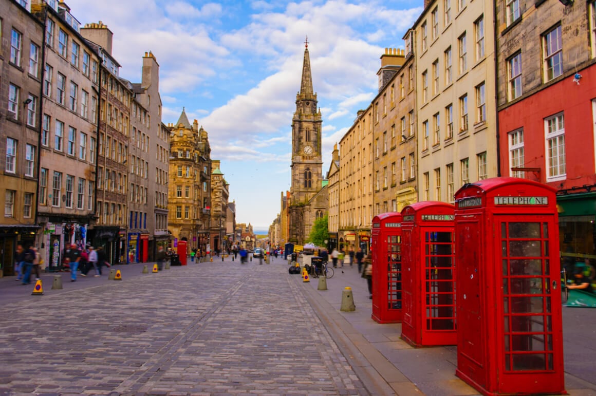 Street view of Edinburgh Scotland
