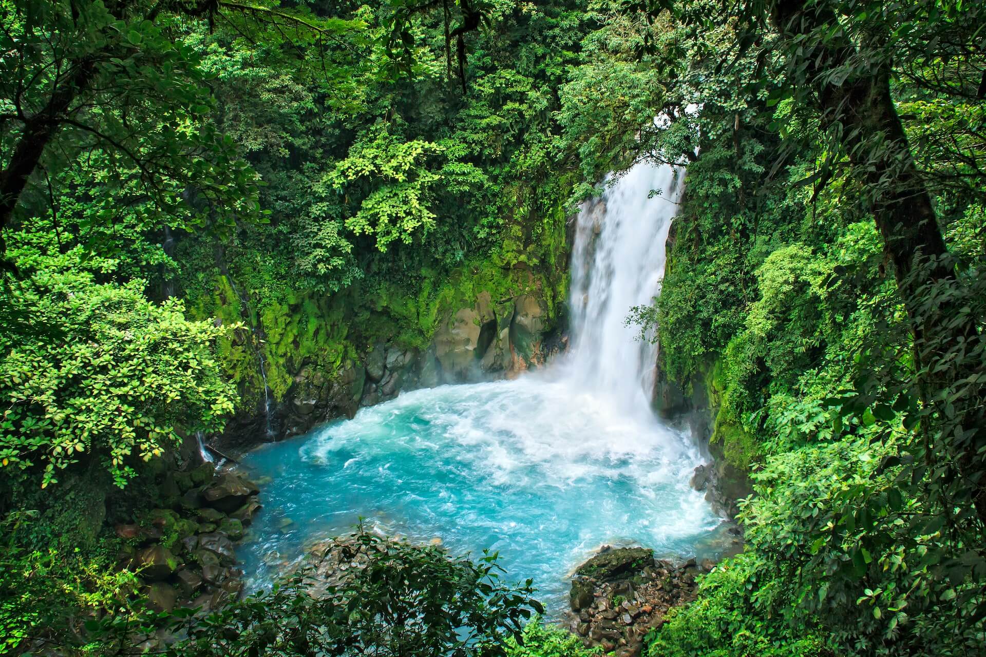 Celeste river waterfall in costa rica