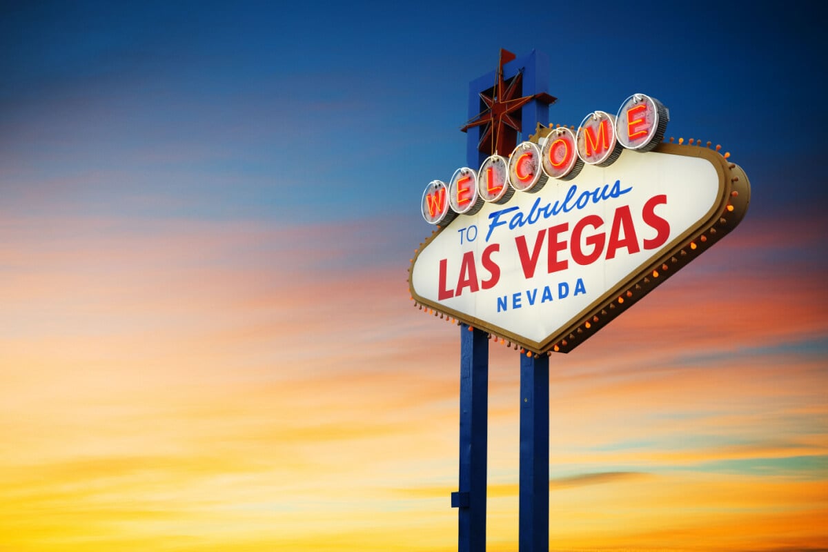 The Las Vegas Sign in a sunset