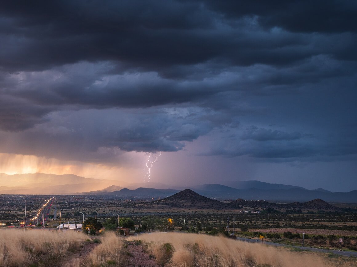Lightning striking Santa Fe NM