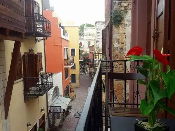 view down the street from private balcony at Boho City Hostel
