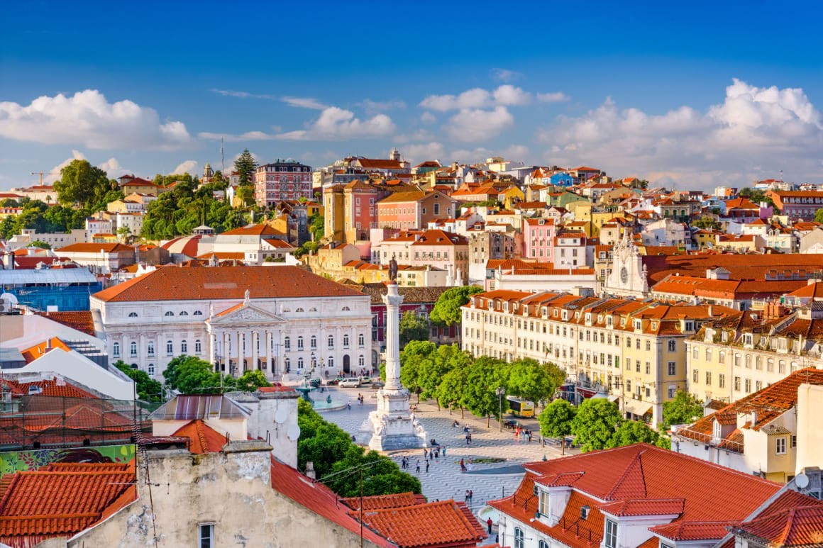 Lisbon Portugal over Rossio Square