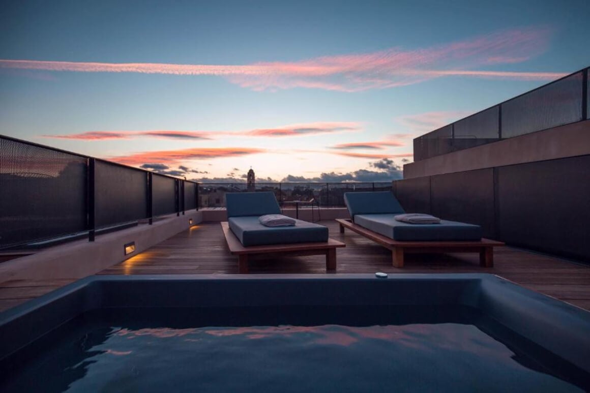Sunsetting over the pool at Monastery Estate Venetian Harbor