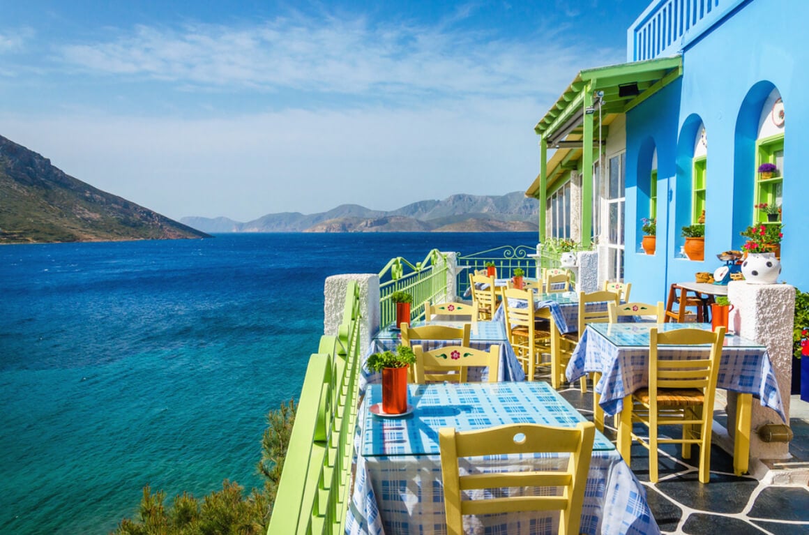 Typical Greek restaurant in Greece