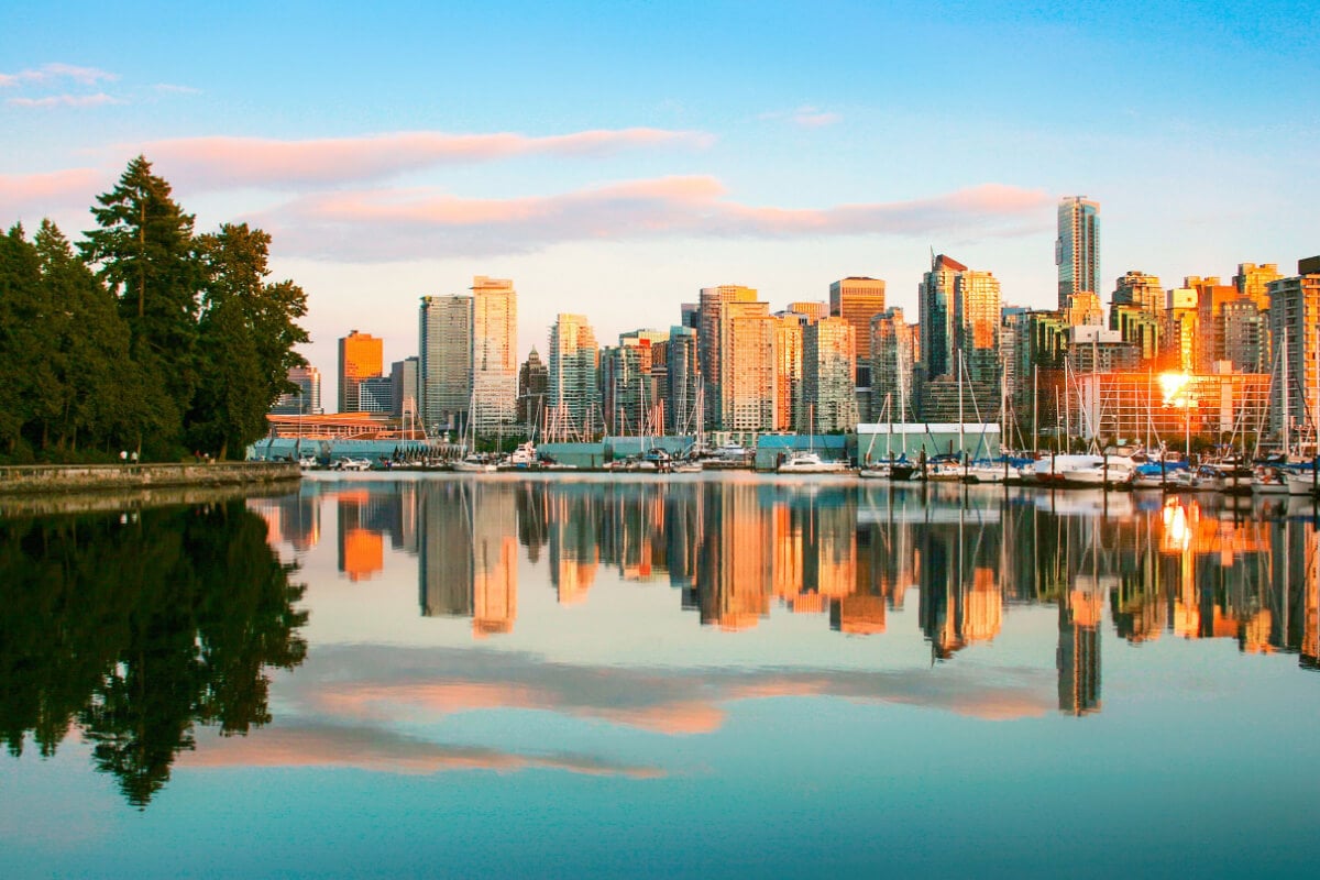 Vancouver skyscrapers over lake