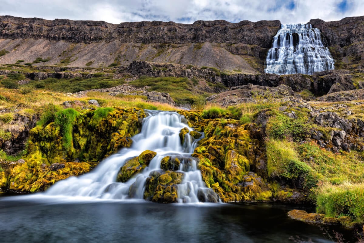 West Fjord waterfalls.