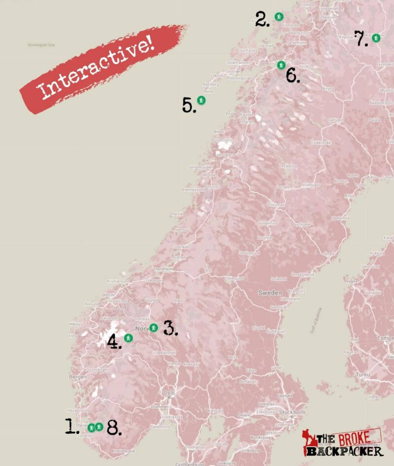 Best Hikes in Norway Map