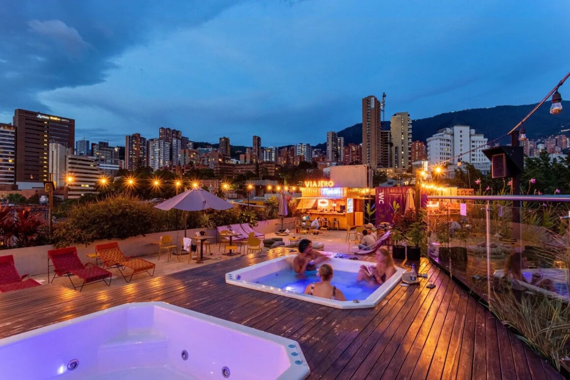 Rooftop Jacuzzi at Viajero Medellin Hostel