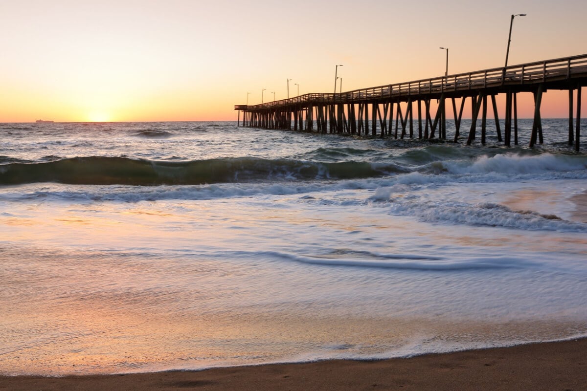 Virginia beach at sunset