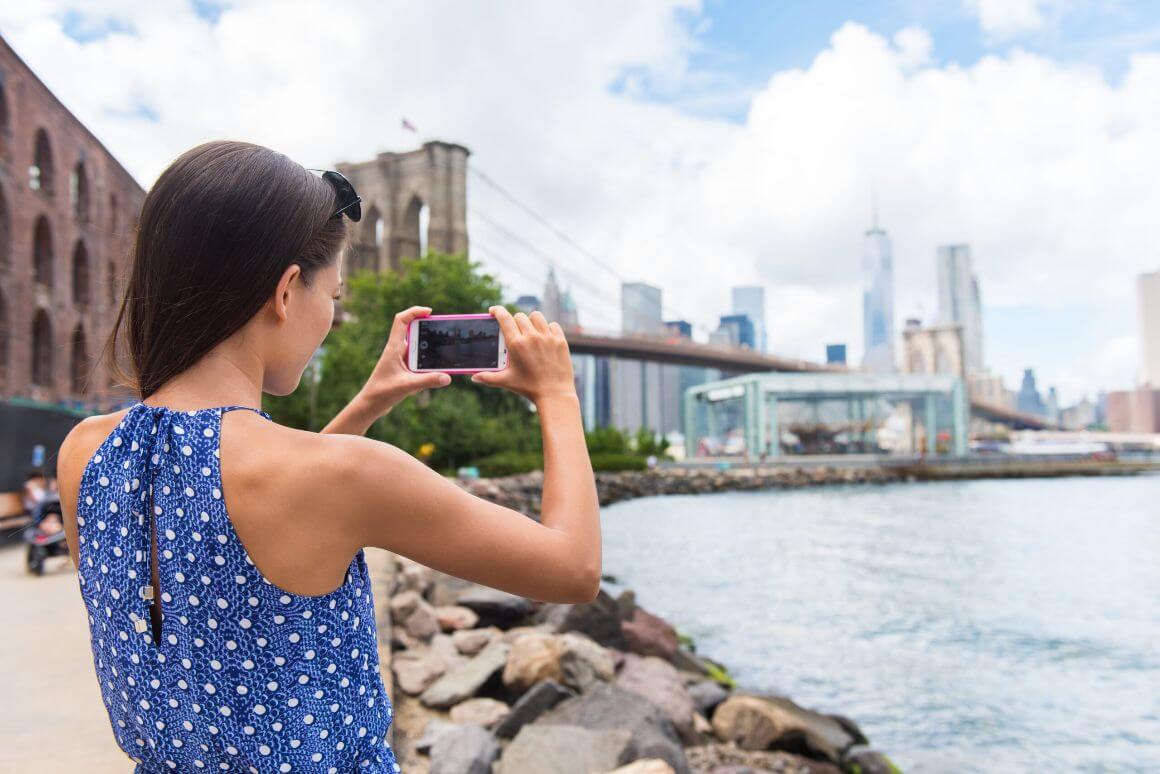 Tourist taking travel picture in usa